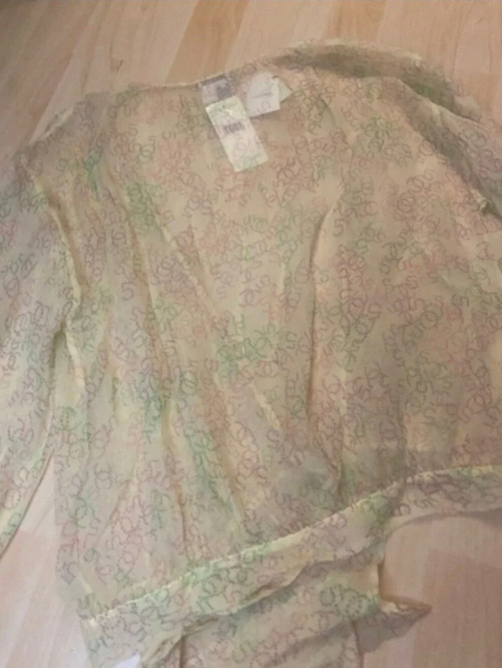 NWT Chanel Sheer Tie-Front Top -Yellow